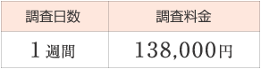 調査日数／1週間、調査料金／138,000円