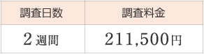 調査日数／2週間、調査料金／211,500円