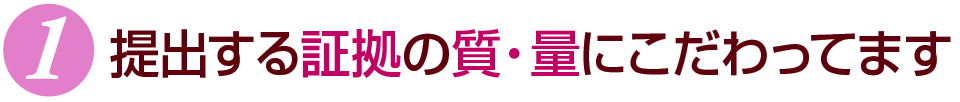 提出する証拠の質・量にこだわってます